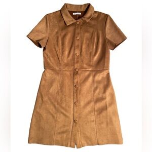 Zara Faux Suede Tan Snap Button Front Dress Women’s Medium